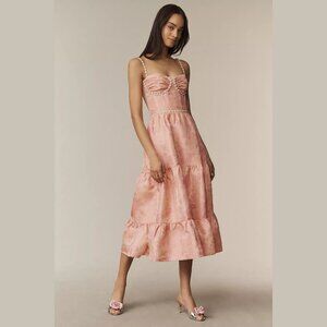 NEW V. Chapman - Sizes 4, 10 Lorenza Embellished Tiered Midi Dress - Light Pink